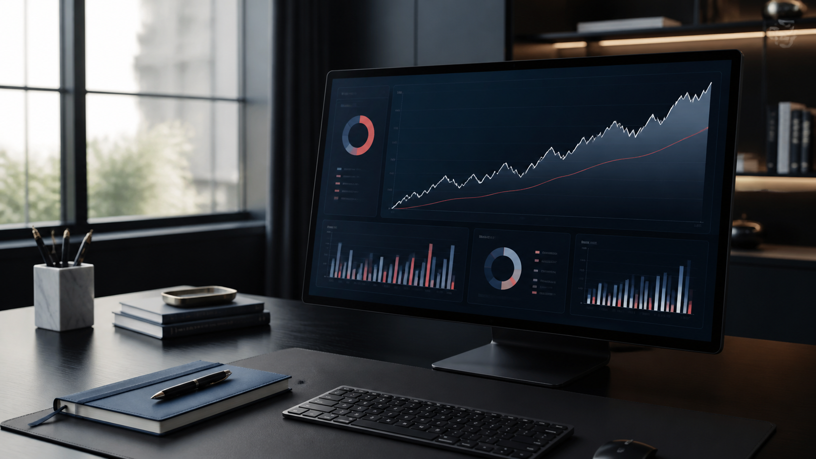 Investment advisory dashboard with a clear upward trend