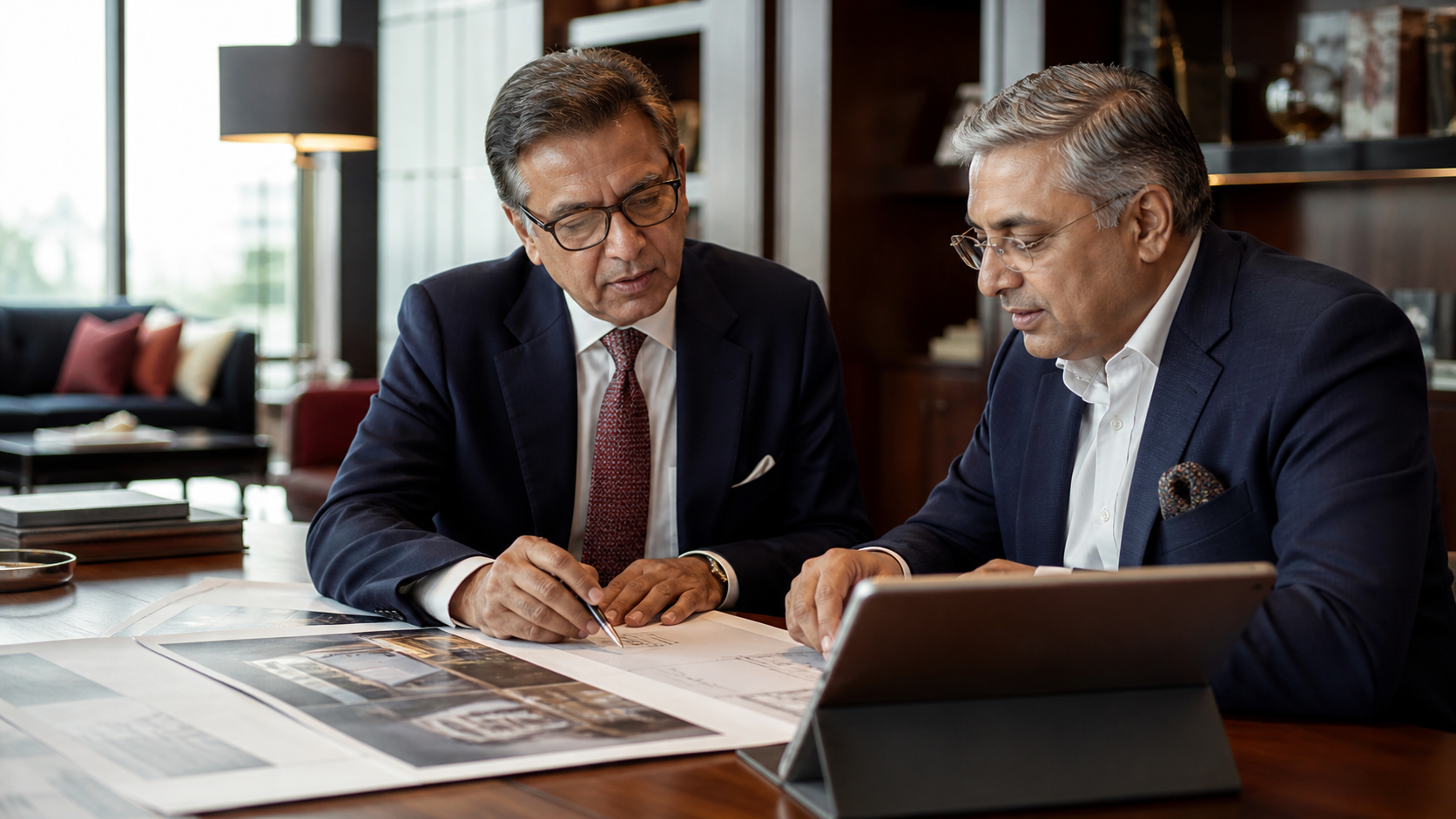 Private wealth advisers reviewing a real estate portfolio