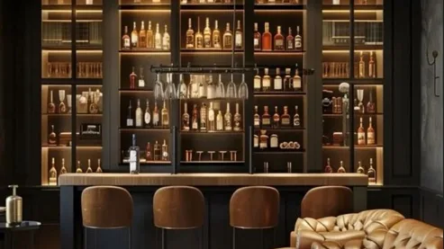 Luxury residential bar and lounge interior